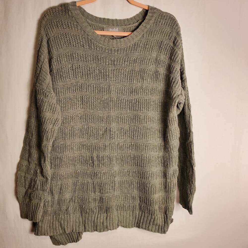 Marled Reunited Clothing Green Long Sleeve Knitted Sweater Womens Sz XL
